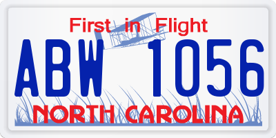 NC license plate ABW1056