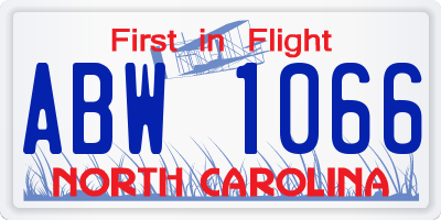 NC license plate ABW1066