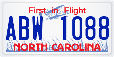NC license plate ABW1088