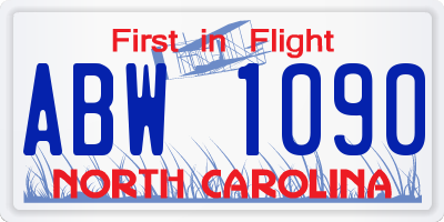 NC license plate ABW1090