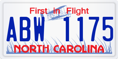 NC license plate ABW1175