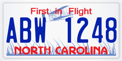 NC license plate ABW1248