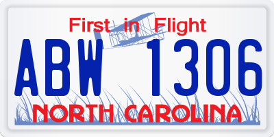 NC license plate ABW1306