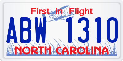NC license plate ABW1310