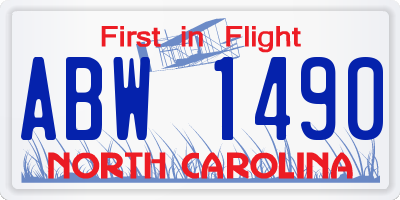 NC license plate ABW1490