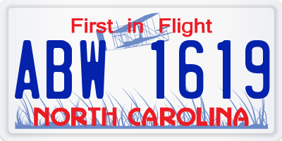 NC license plate ABW1619