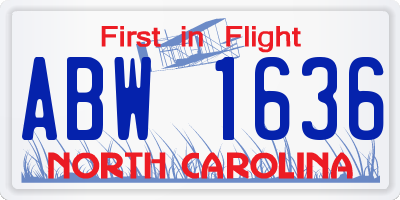 NC license plate ABW1636
