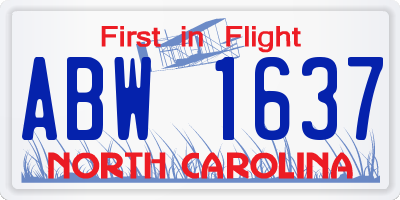 NC license plate ABW1637