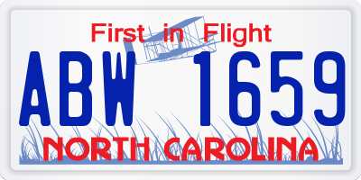 NC license plate ABW1659