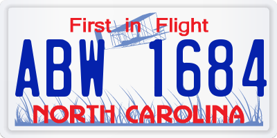 NC license plate ABW1684