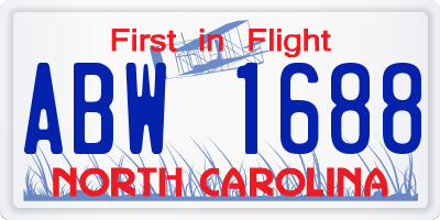 NC license plate ABW1688