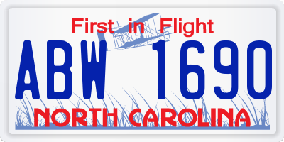 NC license plate ABW1690