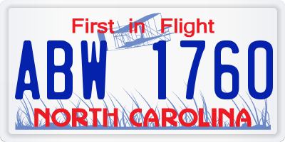 NC license plate ABW1760