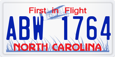 NC license plate ABW1764