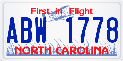 NC license plate ABW1778