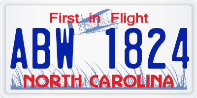 NC license plate ABW1824