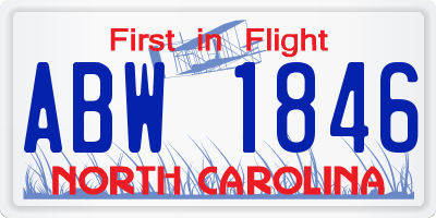 NC license plate ABW1846