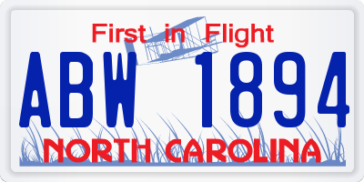 NC license plate ABW1894