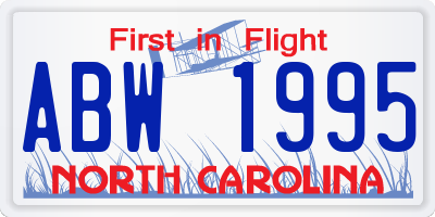 NC license plate ABW1995