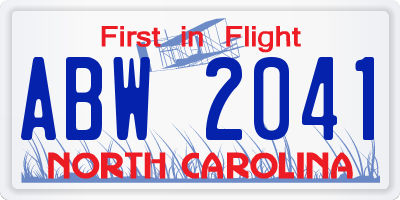 NC license plate ABW2041