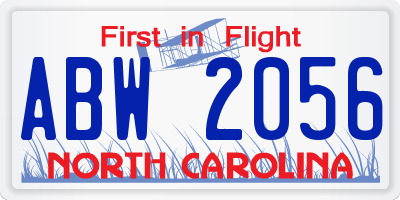 NC license plate ABW2056