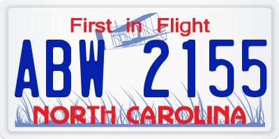 NC license plate ABW2155
