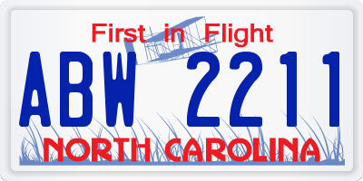 NC license plate ABW2211