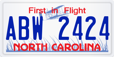 NC license plate ABW2424