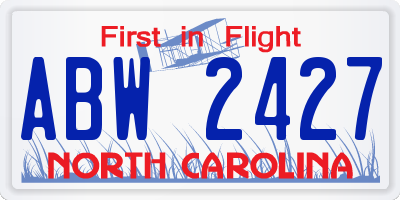NC license plate ABW2427