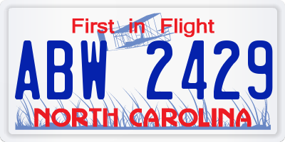 NC license plate ABW2429