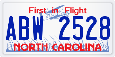 NC license plate ABW2528
