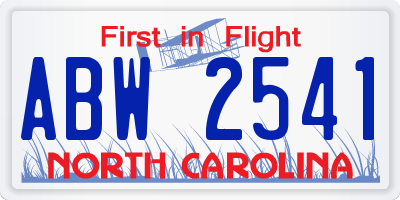 NC license plate ABW2541