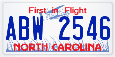NC license plate ABW2546
