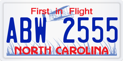 NC license plate ABW2555