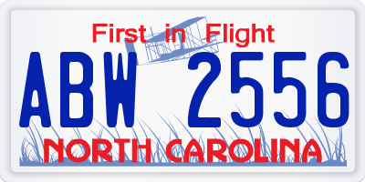 NC license plate ABW2556
