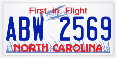 NC license plate ABW2569