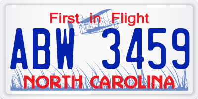NC license plate ABW3459