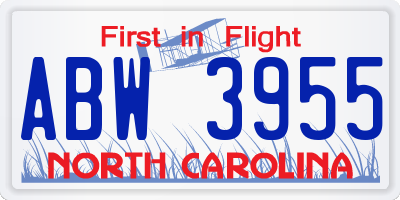 NC license plate ABW3955