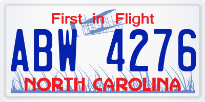 NC license plate ABW4276