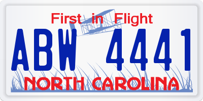 NC license plate ABW4441