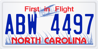 NC license plate ABW4497