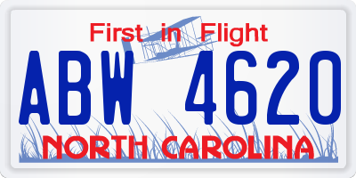 NC license plate ABW4620