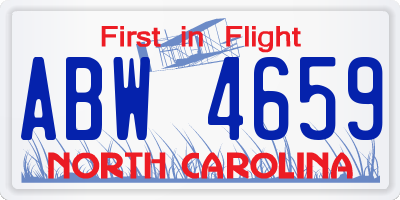 NC license plate ABW4659