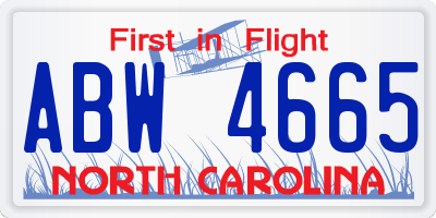 NC license plate ABW4665