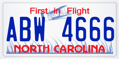 NC license plate ABW4666