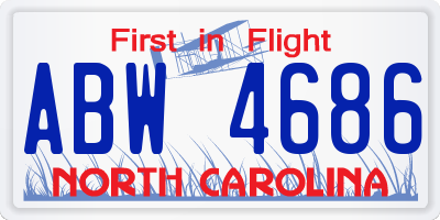 NC license plate ABW4686