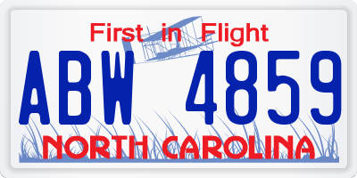 NC license plate ABW4859