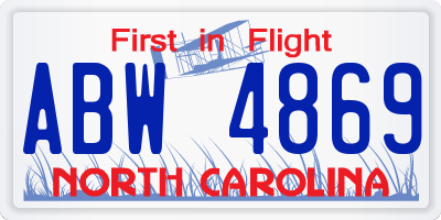 NC license plate ABW4869