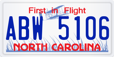 NC license plate ABW5106