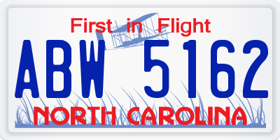 NC license plate ABW5162